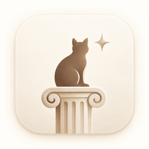 Mewseum app icon: a cat seated on a classical column